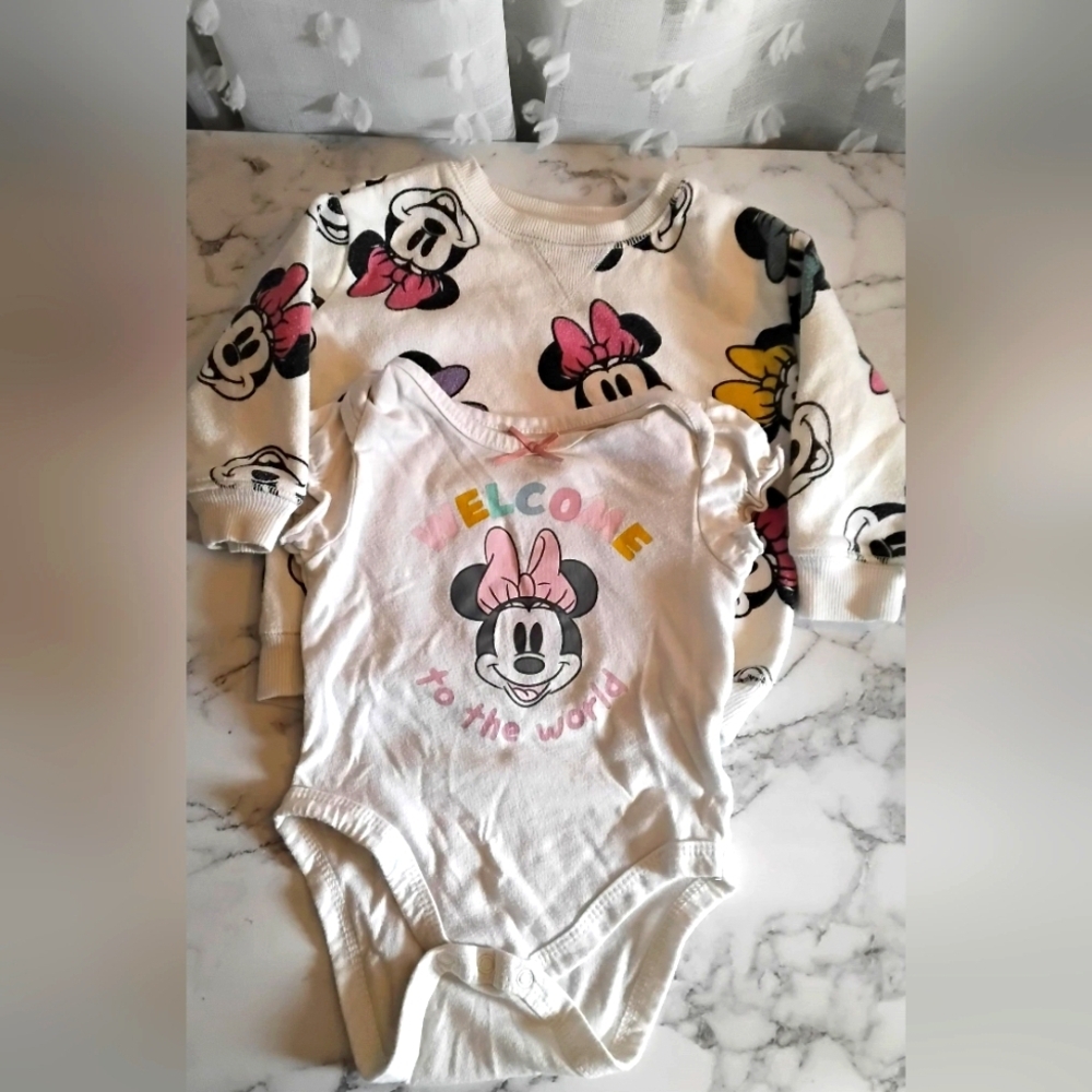 Minnie‎ Mouse Baby Sweatshirt and Short Sleeve Onesie - Picture 4 of 6